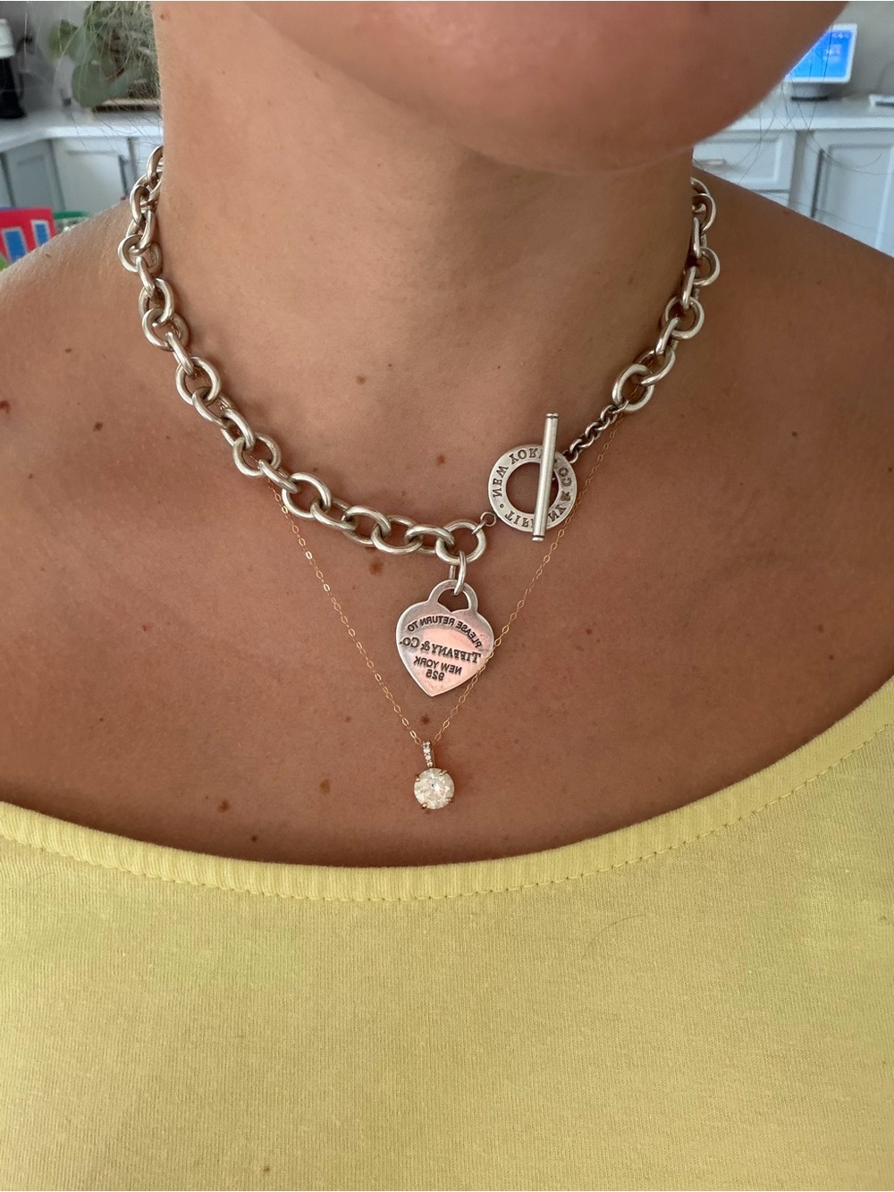Tiffany & Co. Silver Heart Toggle Necklace